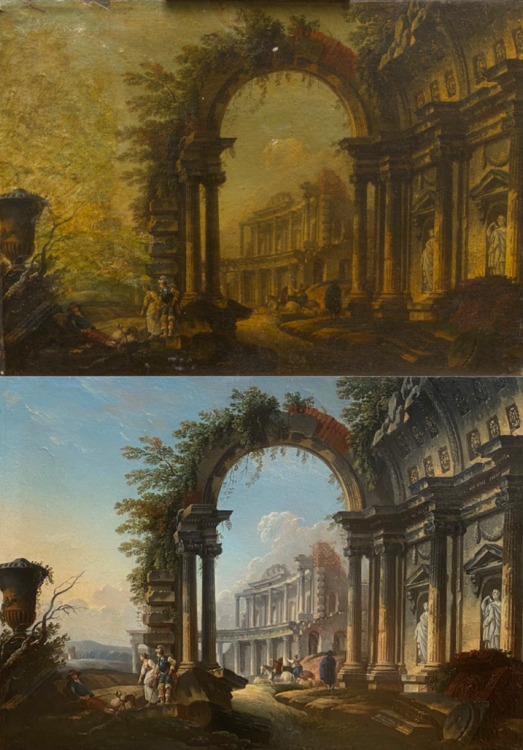 Scène animée dans les ruines