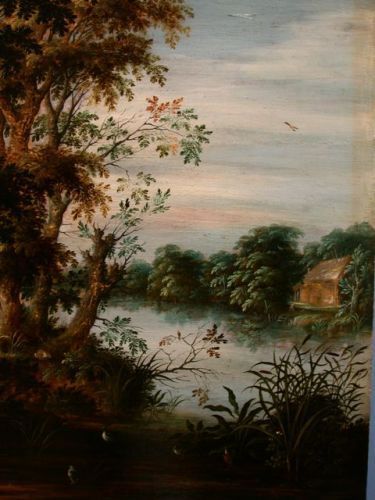 Paysage boisé avec paysans